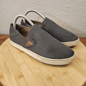 OluKai Pehuea Slip On Sneaker Womens Size 8 Gray Perforated Mesh